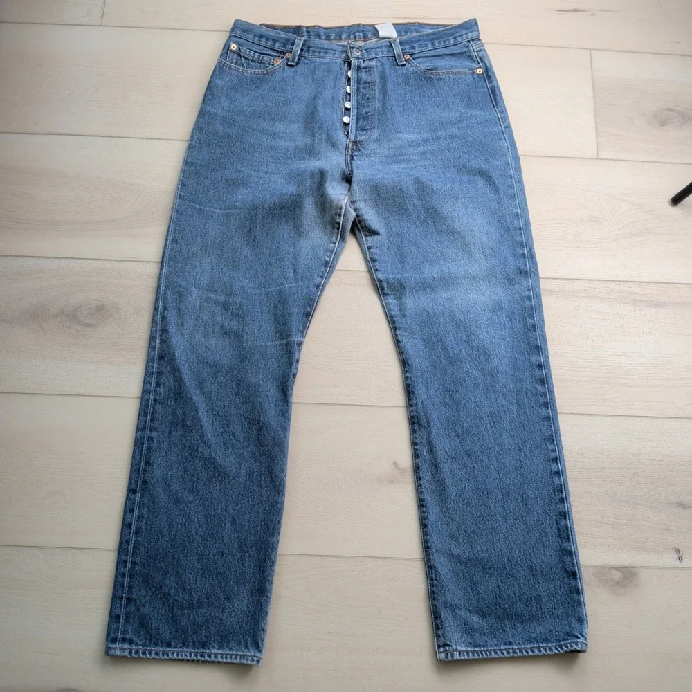 Levis 501xx Original Fit Jeans Mens 38x36 (Fits 36x32) Blue Denim Straight Leg